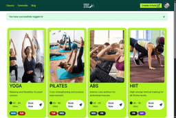 High Street Gym - Home page (list all classes)