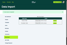 High Street Gym - XML data import (Admin panel)
