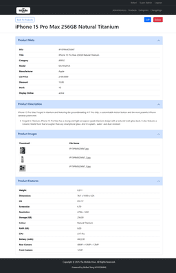 The Mobile Hour - Product details view page (admin panel)