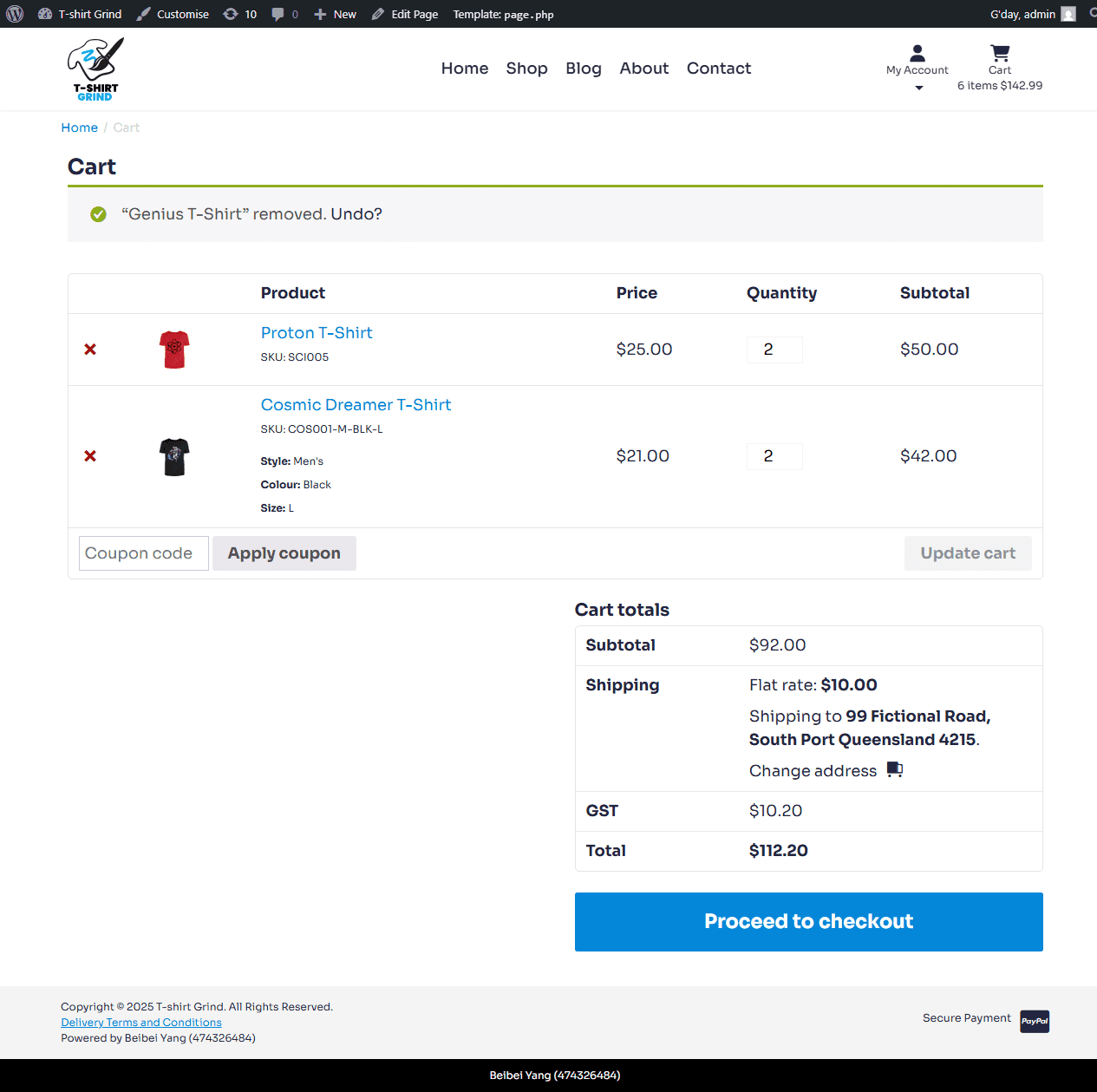 T-Shirt Grind - Cart page